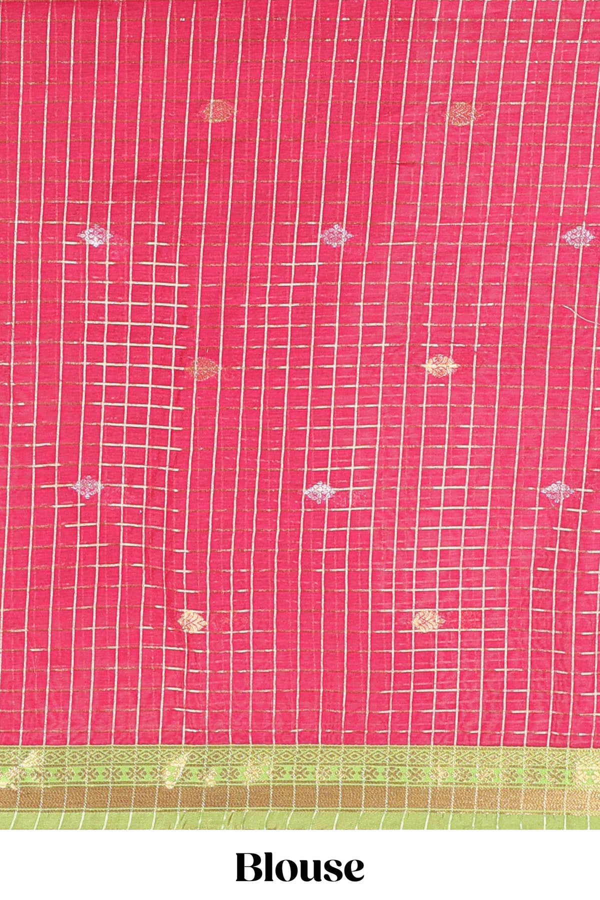 Olive and Pink Chettinad Art Cotton Half Saree with Gold Zari Checks Traditional Border and Elegant Woven Detailing Shawl with a Waist Belt