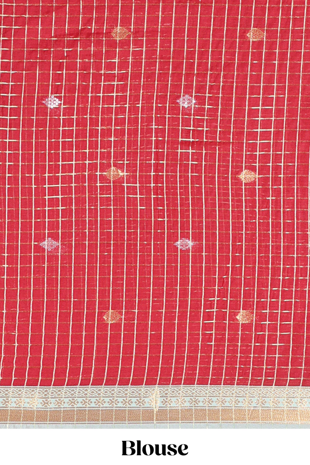 Beige and Red Chettinad Art Cotton Half Saree with Gold Zari Checks Traditional Border and Elegant Woven Detailing Shawl with a Waist Belt