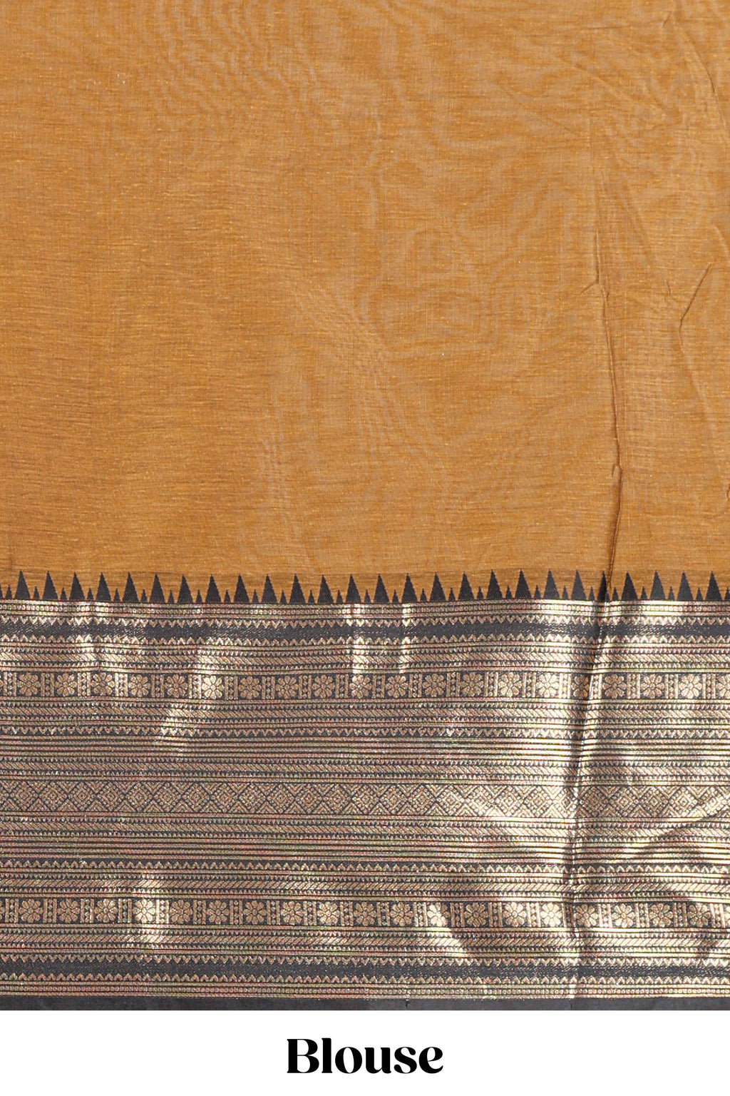 Antique Gold Cotton Half Saree with Gold Zari Border Traditional Embroidery and Elegant Detailing