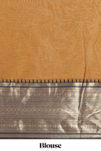 Antique Gold Cotton Half Saree with Gold Zari Border Traditional Embroidery and Elegant Detailing