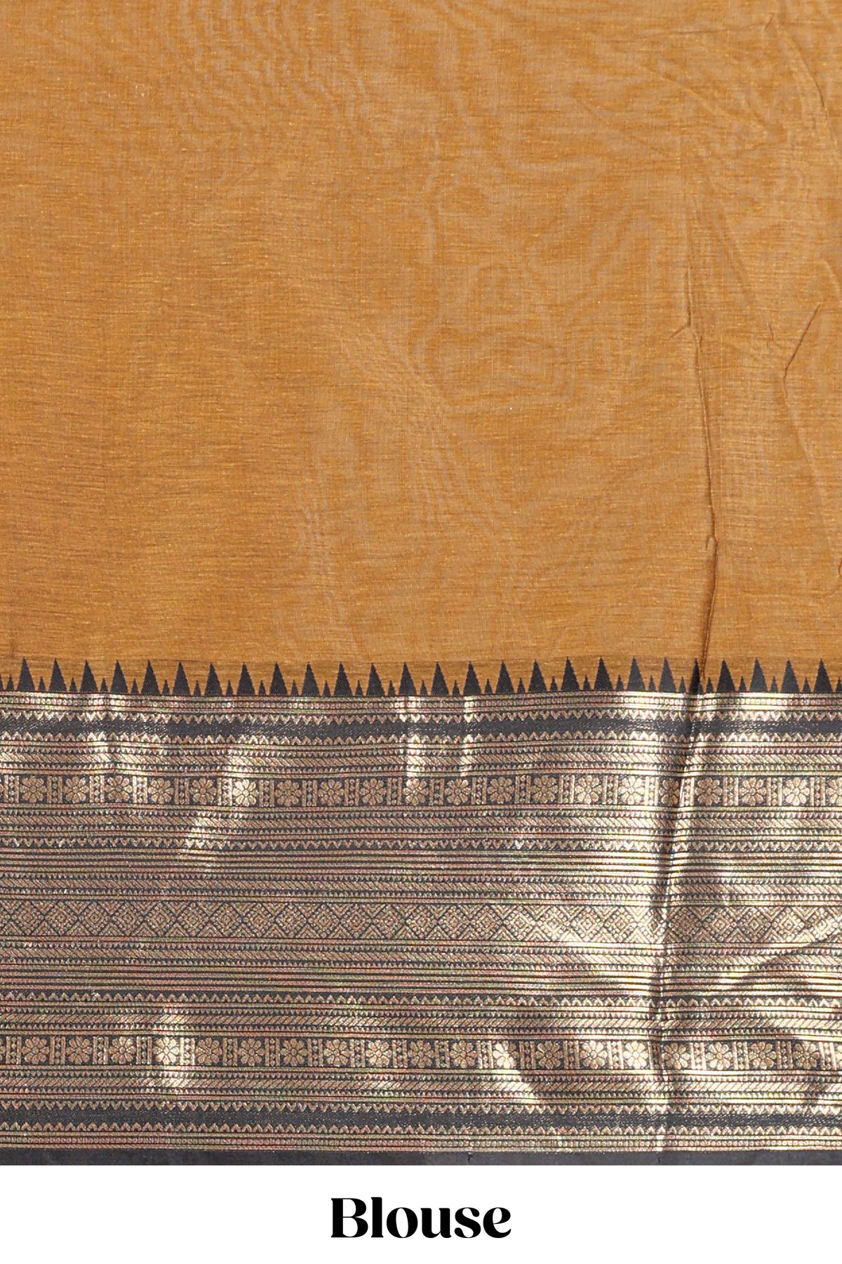 Antique Gold Cotton Half Saree with Gold Zari Border Traditional Embroidery and Elegant Detailing