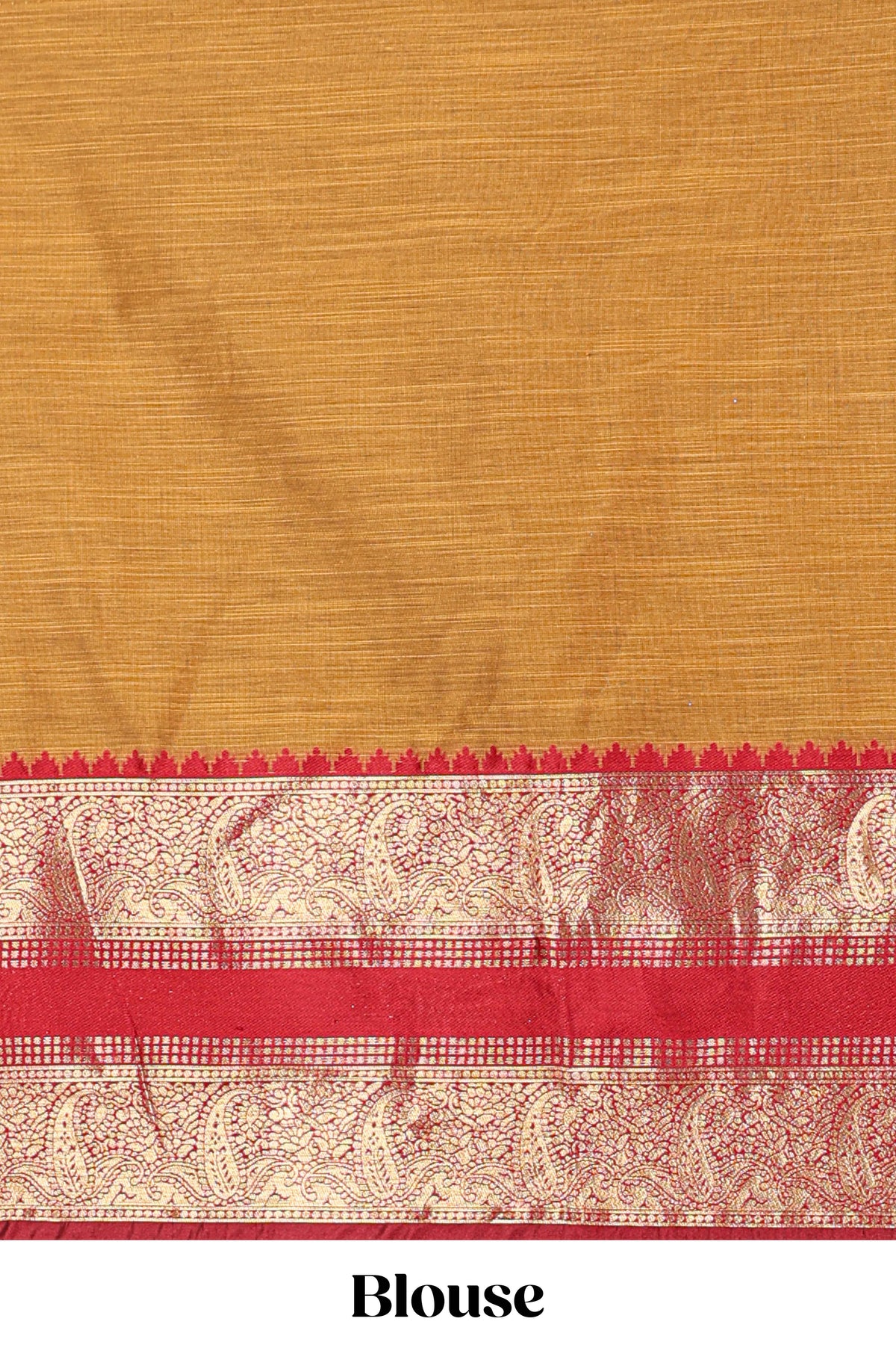 Antique gold Cotton Half Saree with Copper Zari Border Traditional Embroidery and Elegant  Detailing
