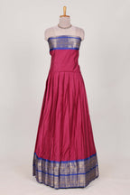 Magenta Cotton Half Saree with Gold Zari Border Traditional Embroidery and Elegant  Detailing