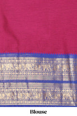Magenta Cotton Half Saree with Gold Zari Border Traditional Embroidery and Elegant Tassel Detailing