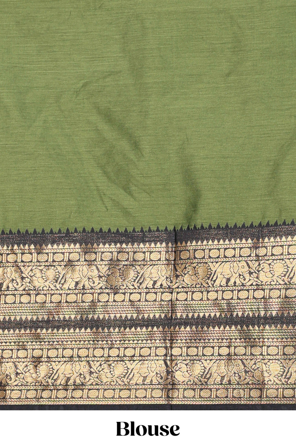 Green Cotton Half Saree with Gold Zari Border Traditional Embroidery and Elegant Detailing