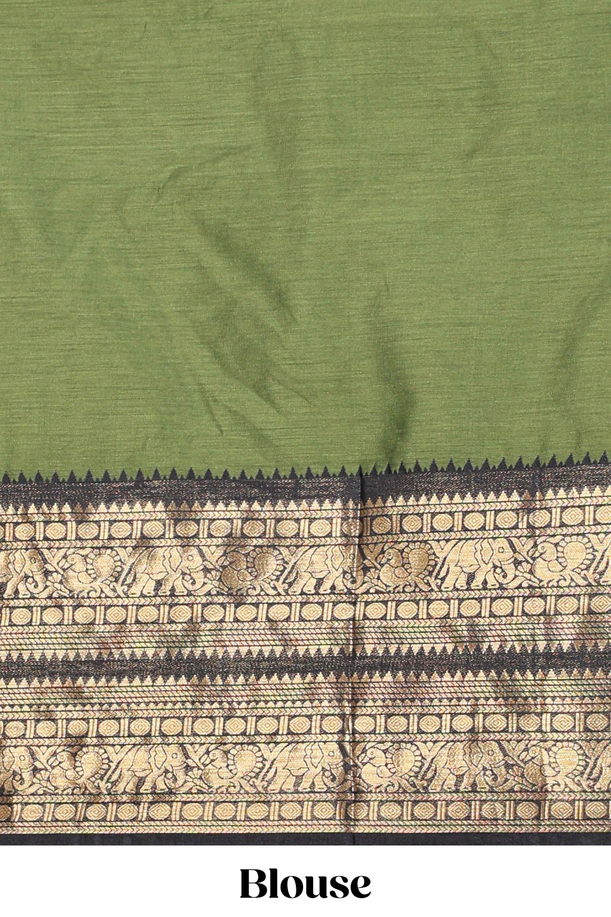 Green Cotton Half Saree with Gold Zari Border Traditional Embroidery and Elegant Detailing
