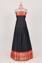 Black Cotton Half Saree with Gold Zari Border Traditional Embroidery and Elegant  Detailing