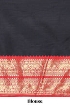 Black Cotton Half Saree with Gold Zari Border Traditional Embroidery and Elegant  Detailing