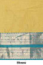 Golden Green Cotton Half Saree with Gold Zari Border Traditional Embroidery and Elegant  Detailing