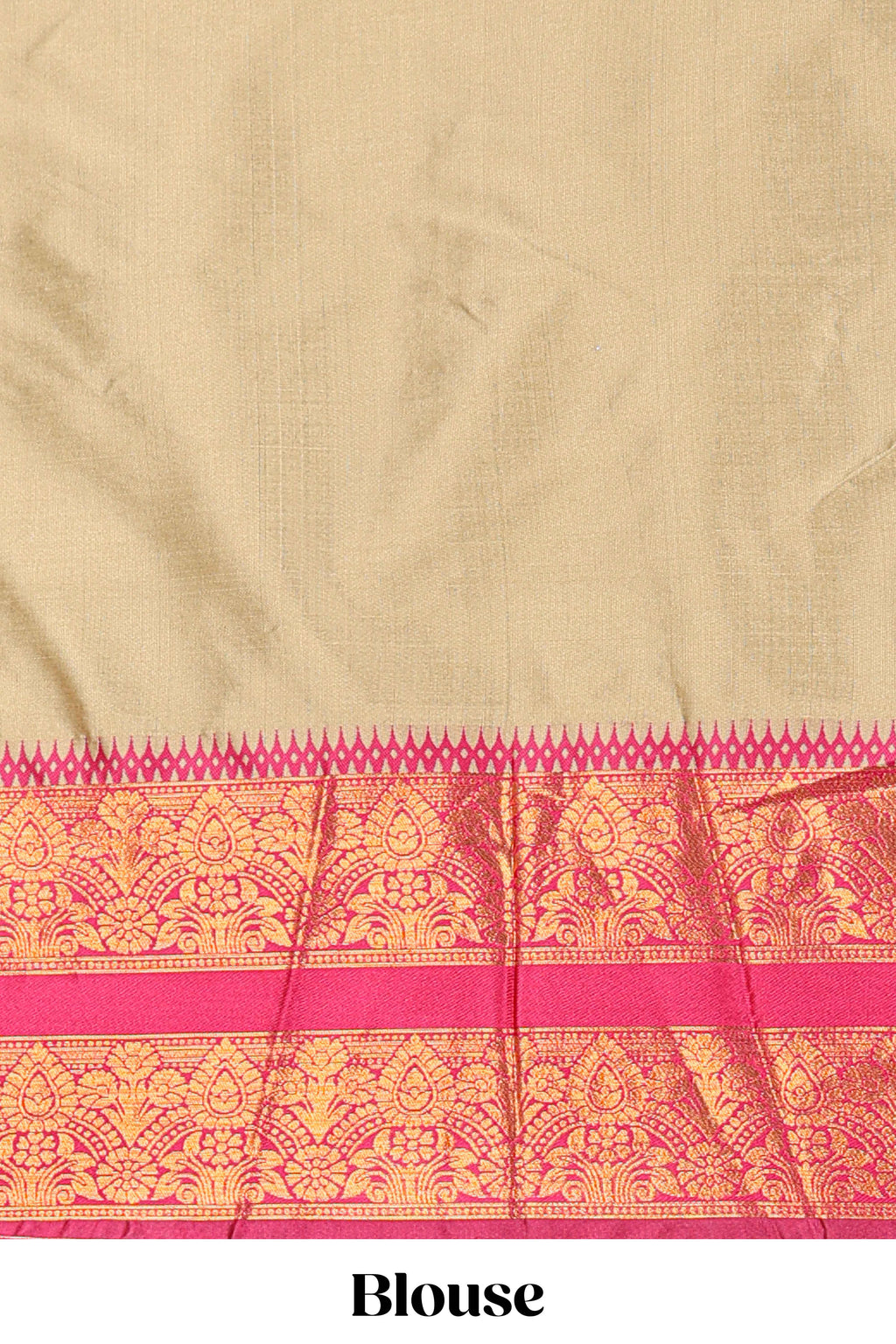Sandle Cotton Half Saree with Gold Zari Border Traditional Embroidery and Elegant Tassel Detailing