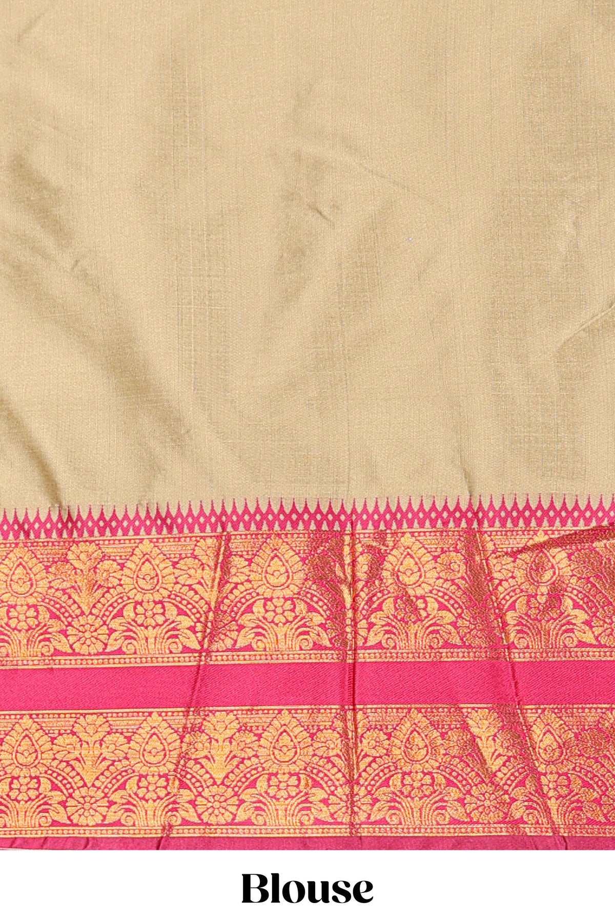 Sandle Cotton Half Saree with Gold Zari Border Traditional Embroidery and Elegant Tassel Detailing