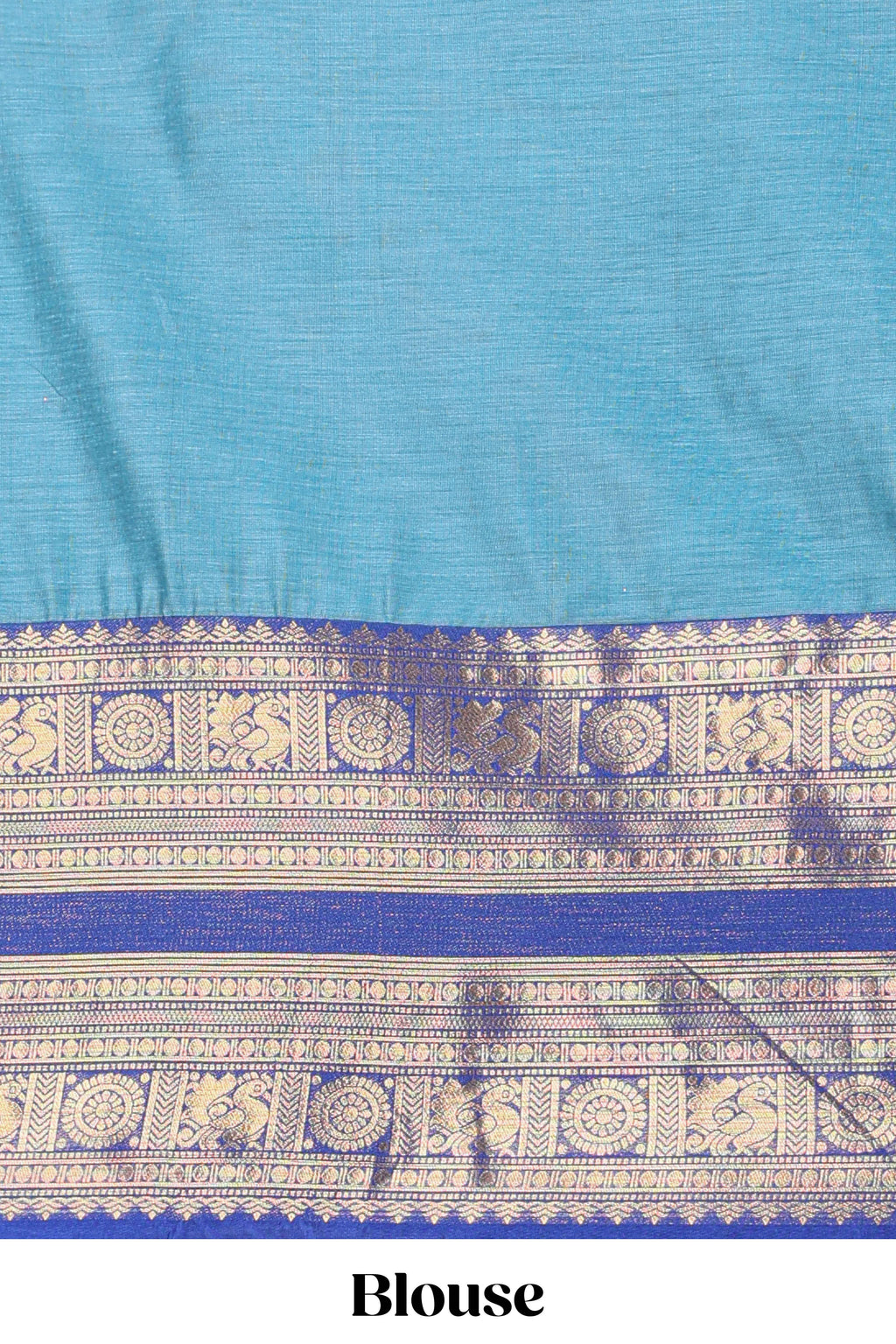 Sky blue Cotton Half Saree with Gold Zari Border Traditional Embroidery and Elegant  Detailing