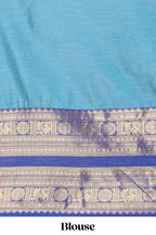 Sky blue Cotton Half Saree with Gold Zari Border Traditional Embroidery and Elegant  Detailing