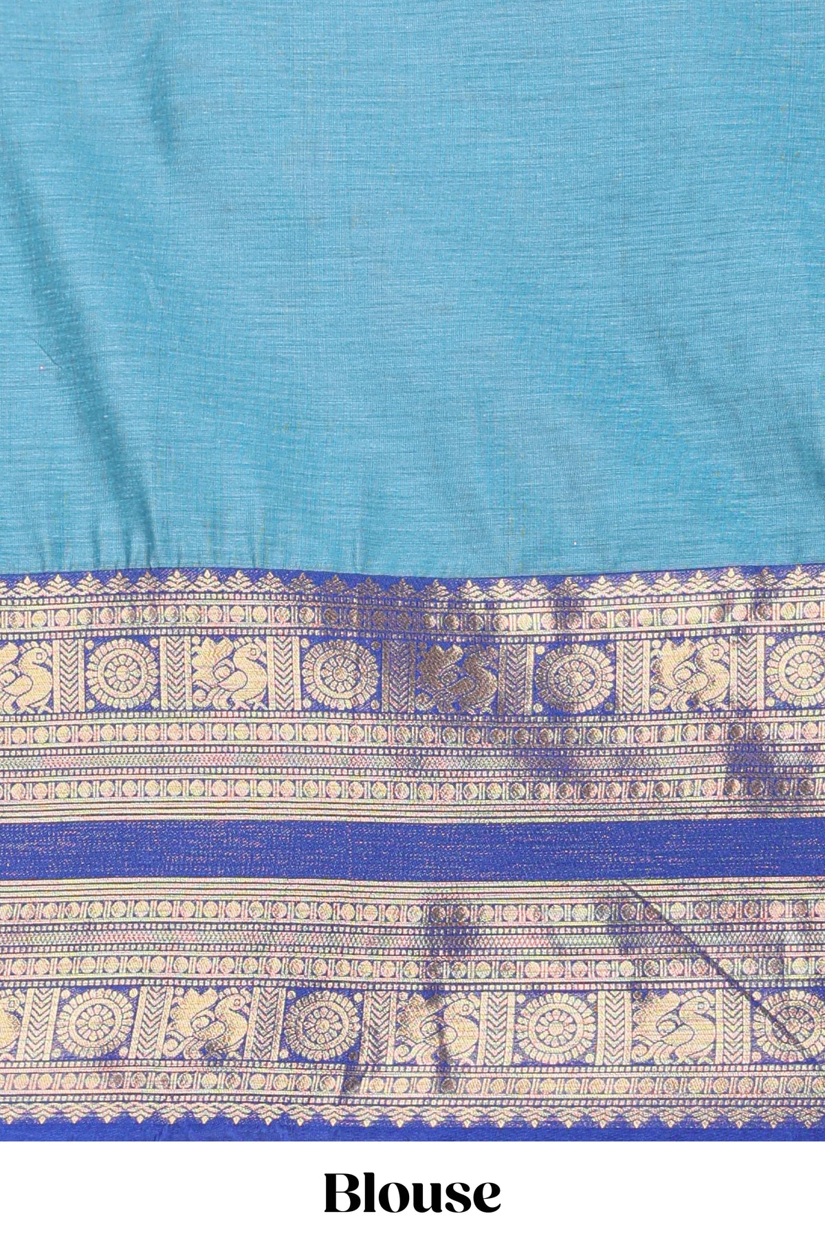 Sky blue Cotton Half Saree with Gold Zari Border Traditional Embroidery and Elegant  Detailing