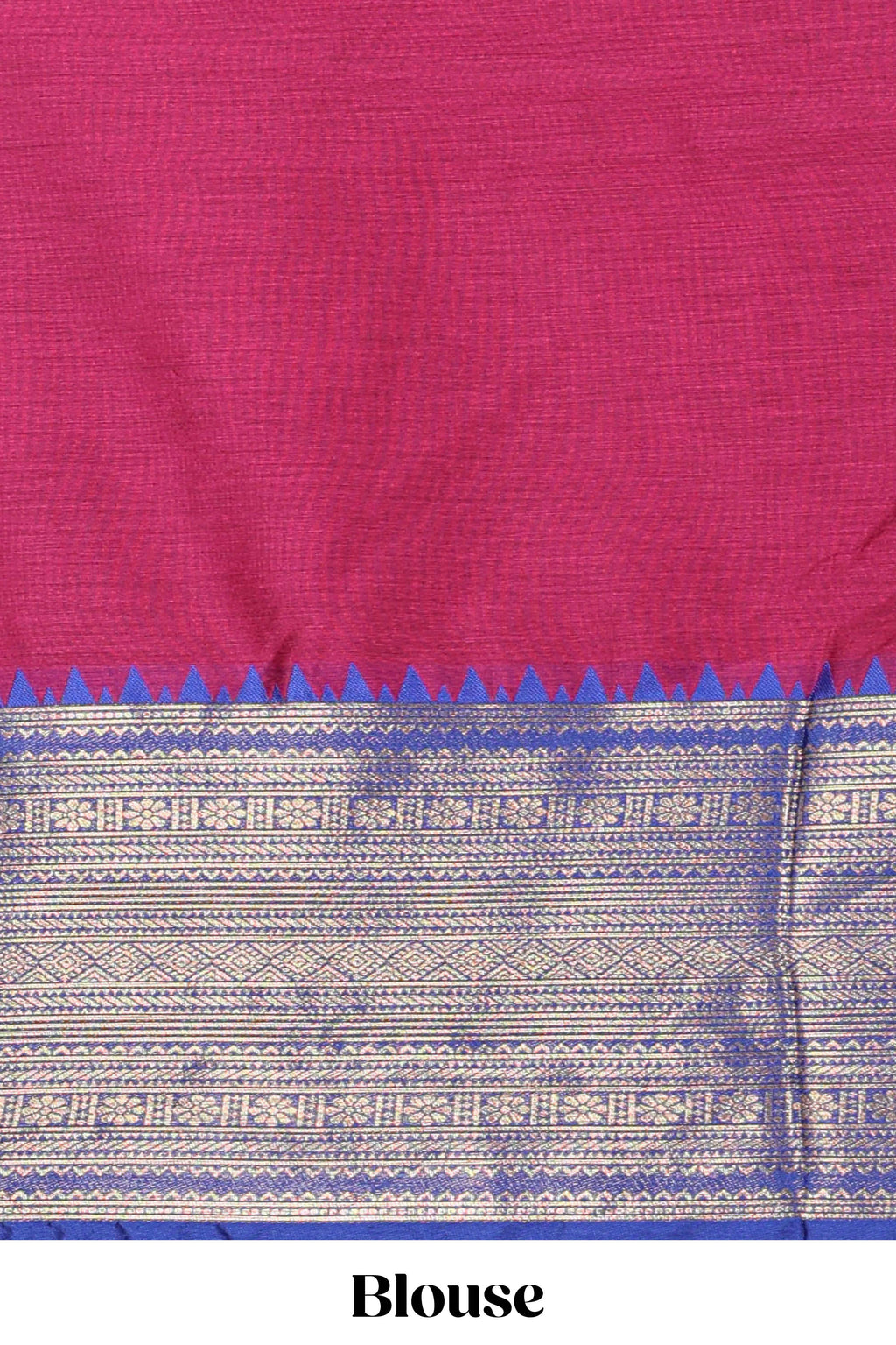 Rani pink and blue Cotton Half Saree with Gold Zari Border Traditional Embroidery and Elegant Detailing