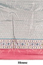 Peach butta designed lehanga with contrast floral design border and contrast blouse paired with matching floral butta motifs shawl