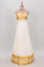 White plain lehanga featuring matching blouse paired with pink stone work dhavani