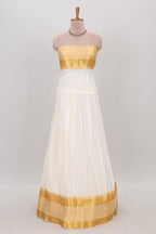 White plain lehanga featuring matching blouse paired with grey stone work dhavani