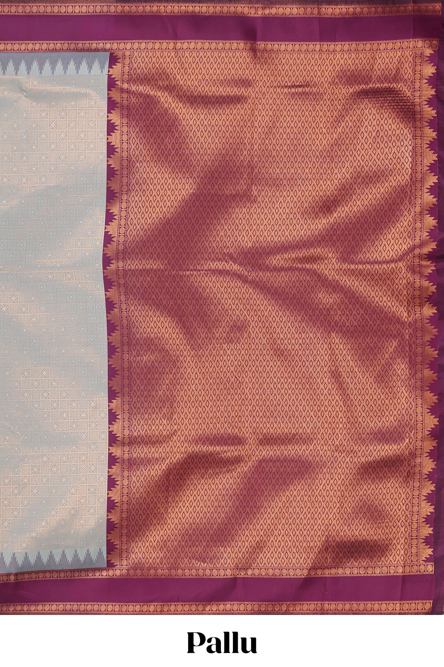 Turquoise green checked geometric design litchi silk saree with contrast ikkat style bentex zari border and blouse