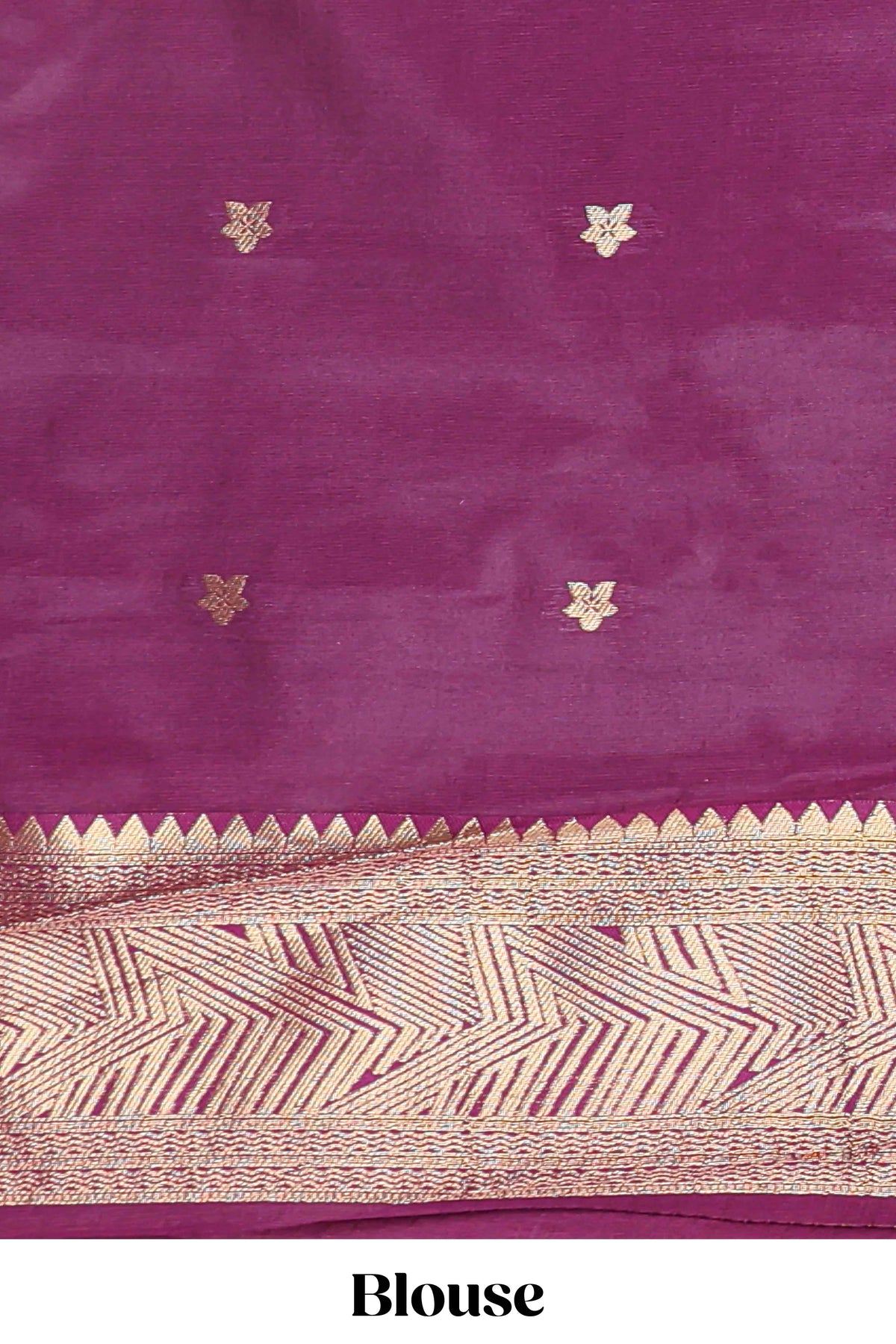 Pale pink checked geometric design litchi silk saree with contrast zari border and blouse