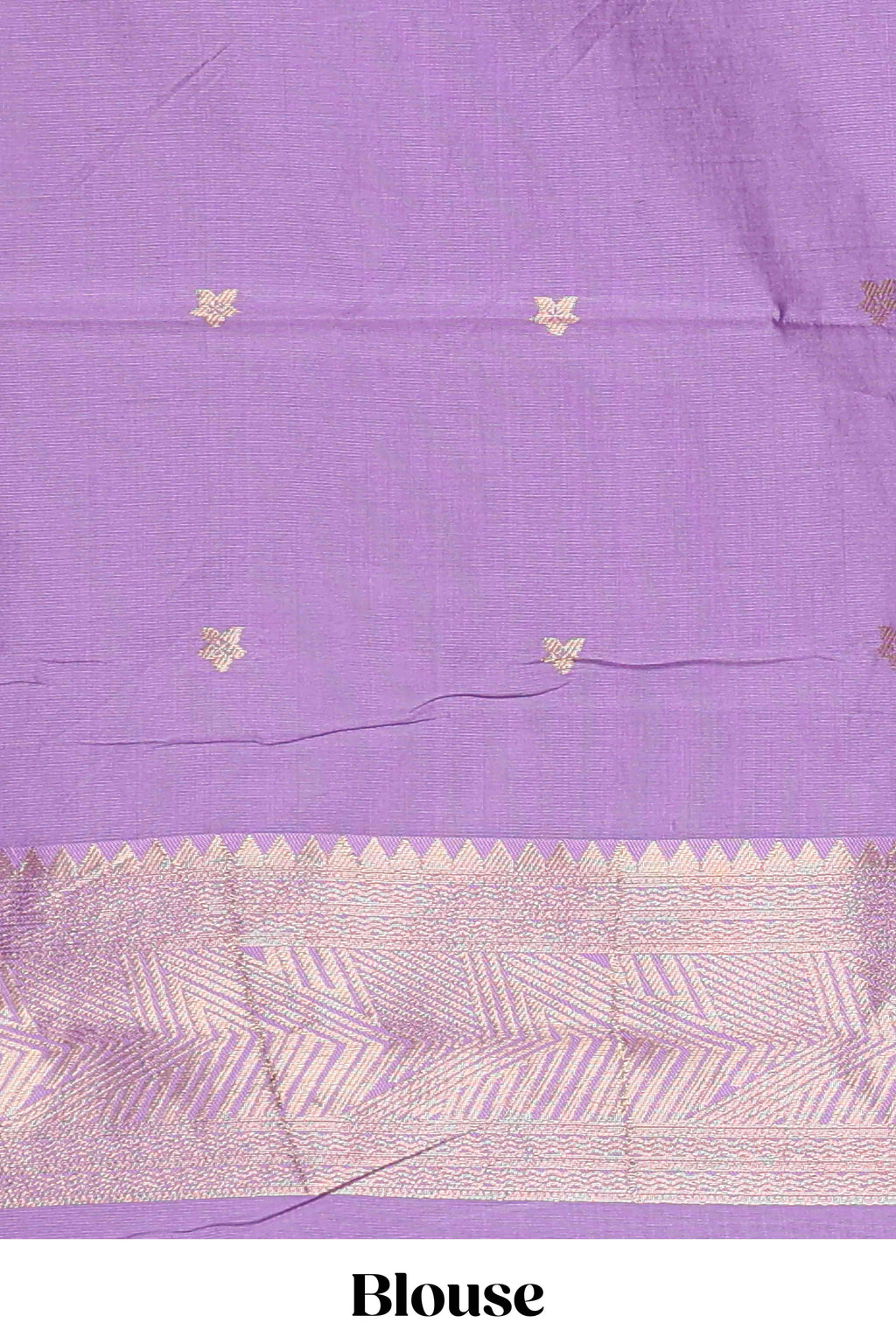 Purple checked geometric design litchi silk saree with contrast zari border and blouse