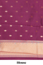 Lavender litchi silk saree with contrast elephant & peacock zari border and blouse