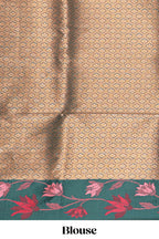Pink floral motifs litchi silk saree with contrast floral vine border and blouse