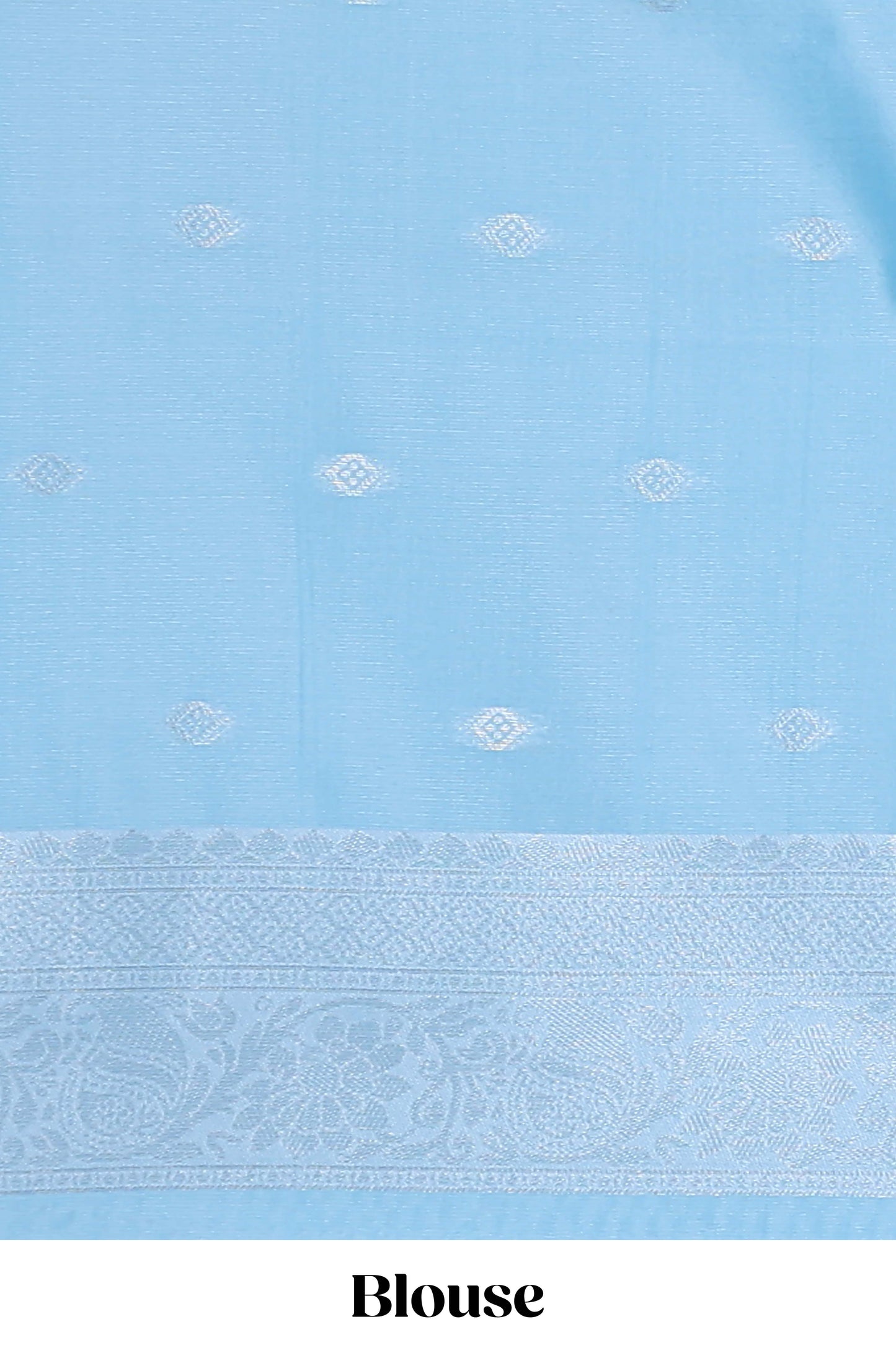Borderless lavender floral motifs litchi silk saree with multi color bottom leaf designs and contrast blouse