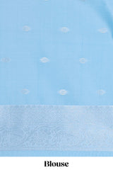 Borderless lavender floral motifs litchi silk saree with multi color bottom leaf designs and contrast blouse