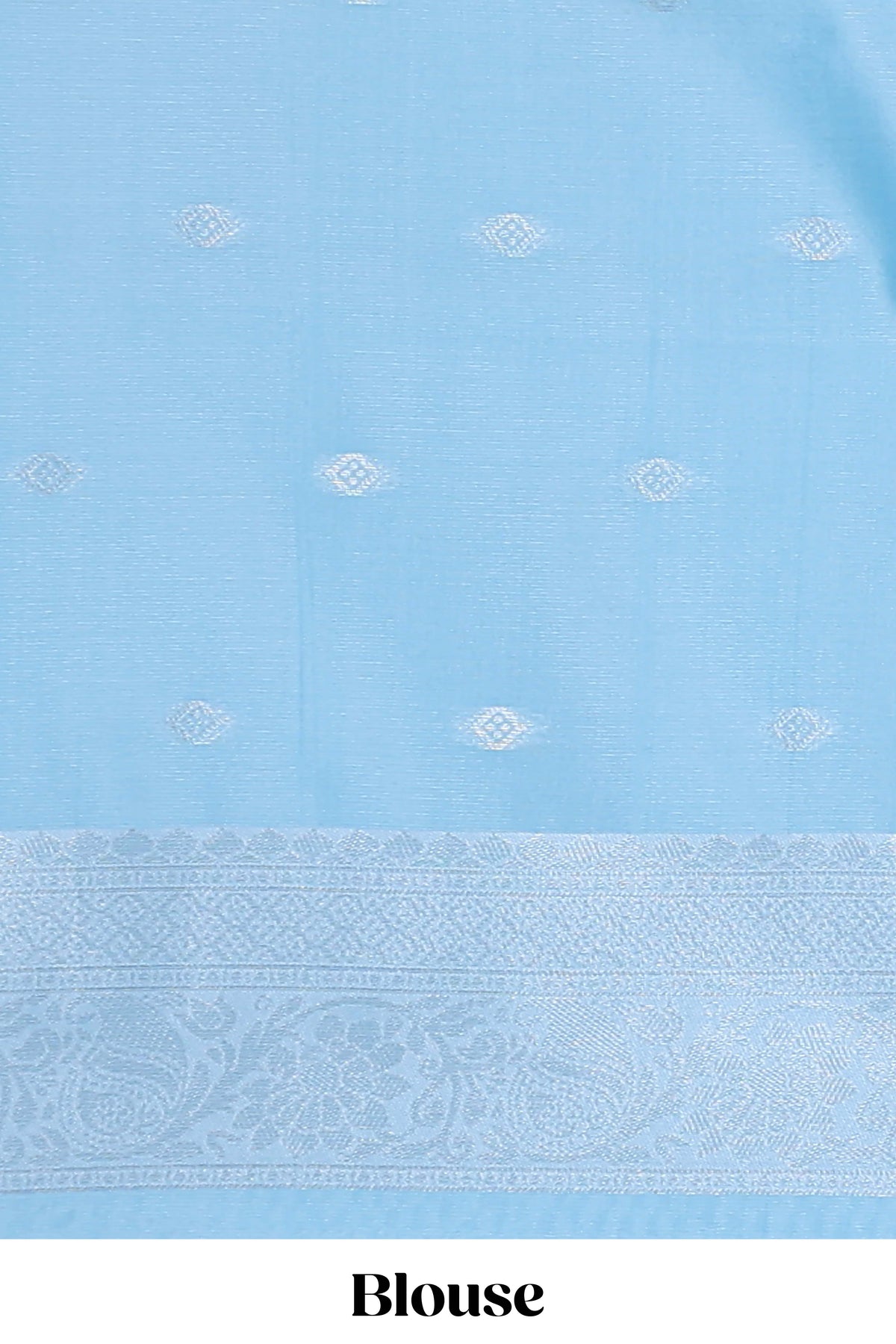 Borderless lavender floral motifs litchi silk saree with multi color bottom leaf designs and contrast blouse