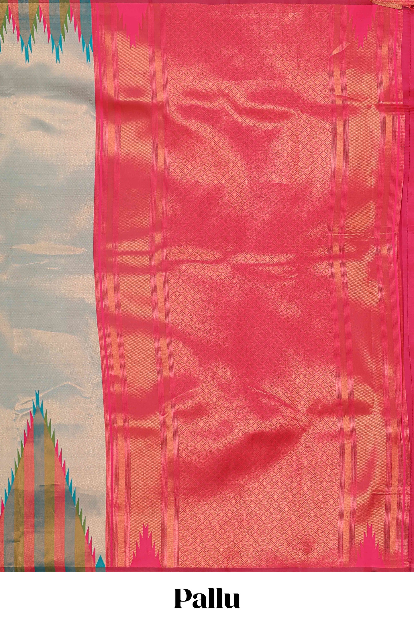 Green plain litchi silk saree with contrast multi color ikkat style border and blouse