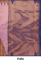 Lavender pink plain litchi silk saree with contrast multi color ikkat style border and blouse