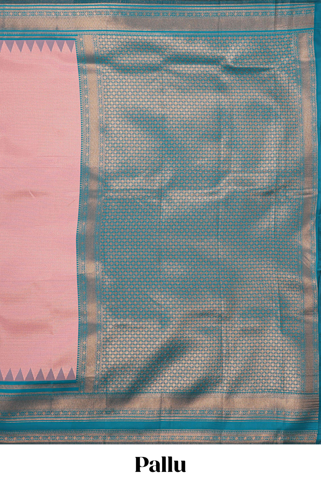 Pink zari textured litchi silk saree with contrast zari border and floral motifs blouse