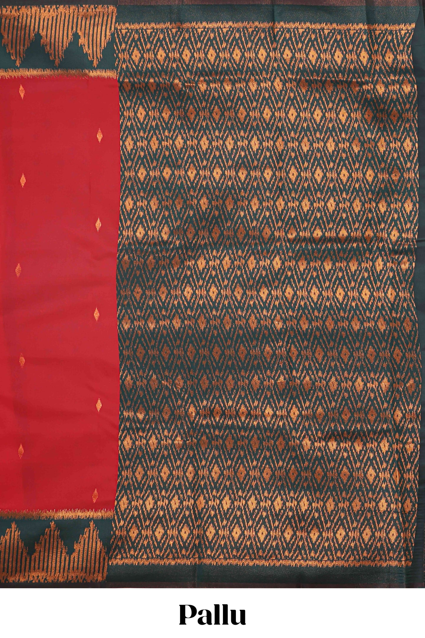 Red zari butta litchi silk saree with contrast zari border and blouse