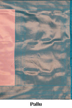 Pink small zari checked design litchi silk saree with contrast zari border and blouse