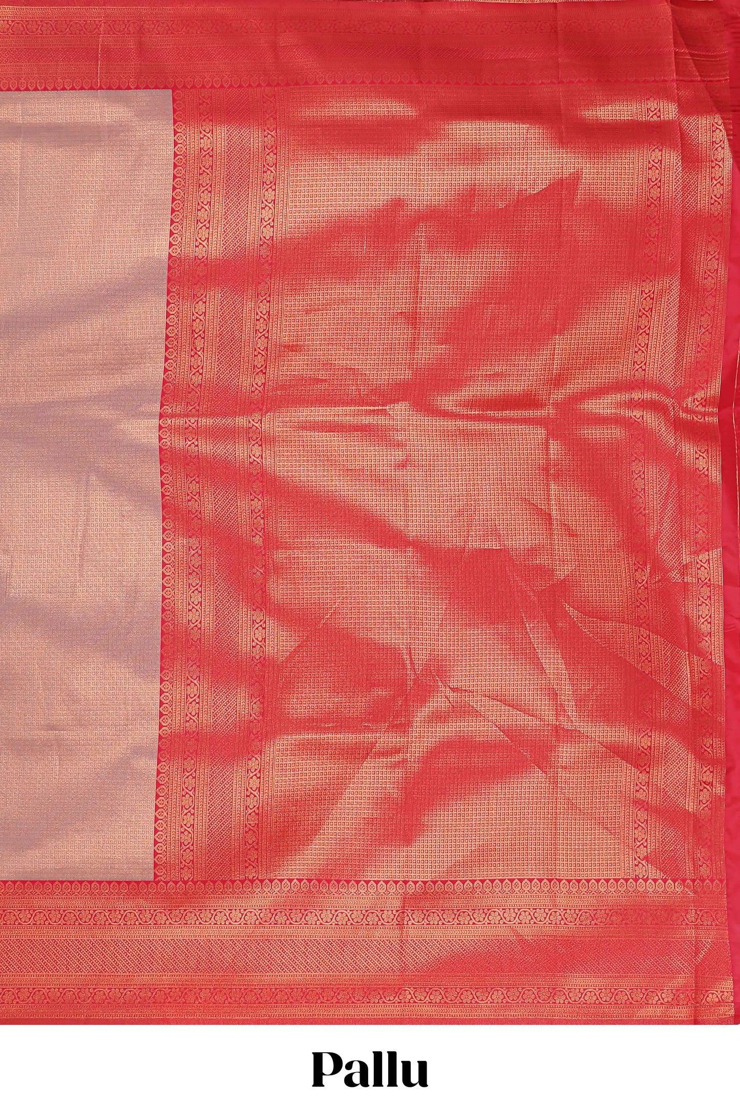 Peach small zari checked design litchi silk saree with contrast zari border and blouse