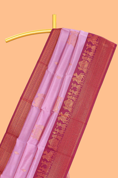 Neon pallakku design zari buttas litchi silk saree with contrast zari border and blouse