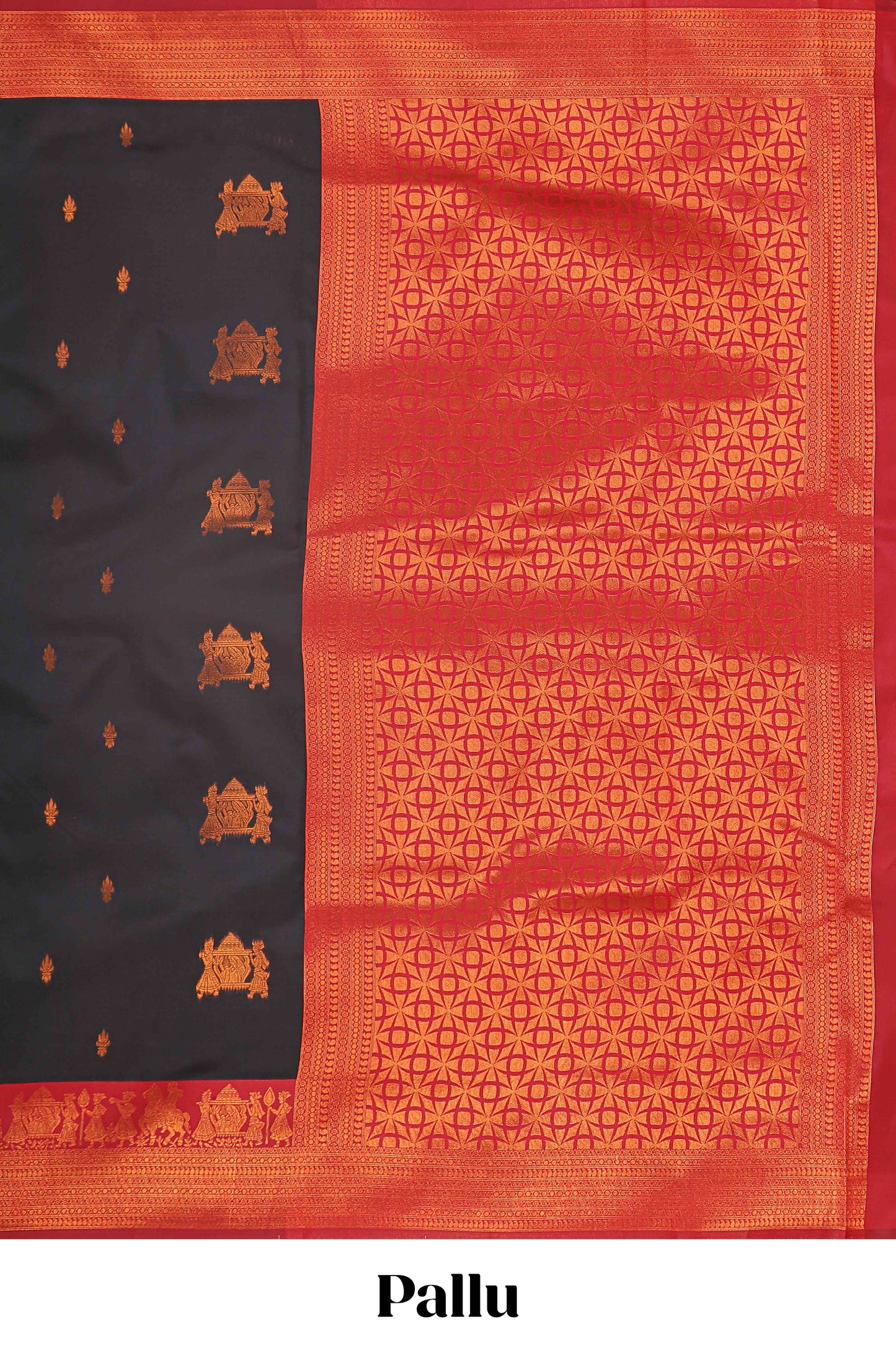 Black pallakku design zari buttas litchi silk saree with contrast zari border and blouse