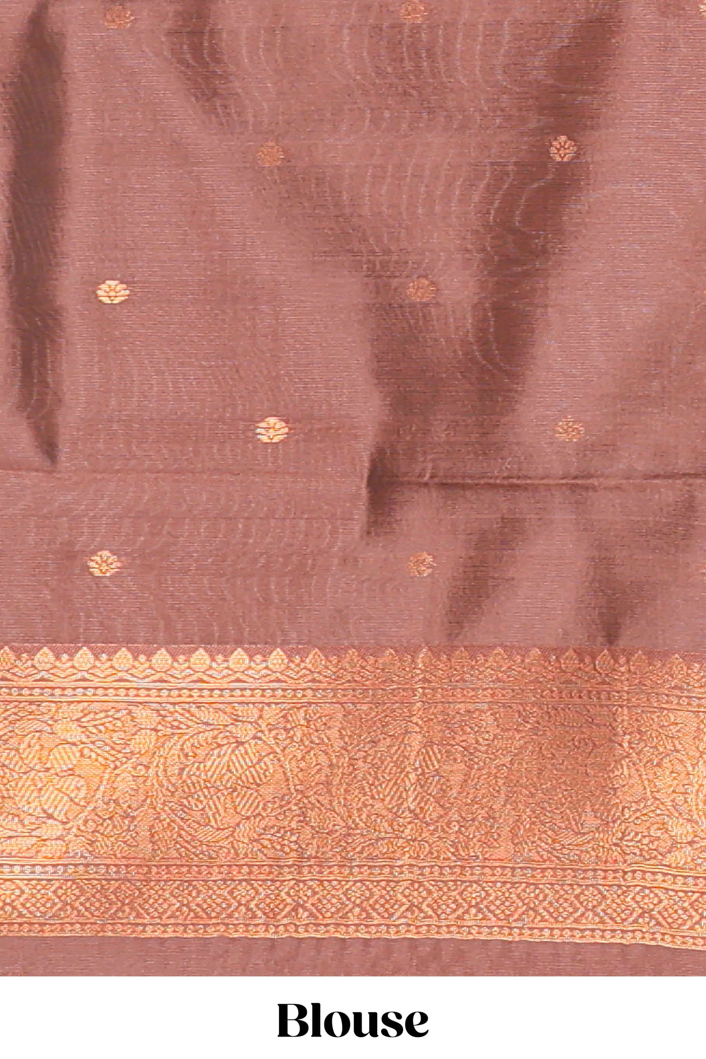 Orange chevron zari design litchi silk saree with contrast zari design border and contrast blouse