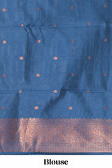 Pink chevron zari design litchi silk saree with contrast zari design border and contrast blouse