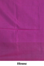 Blue striped floral zari design litchi silk saree with contrast zari design border and plain blouse