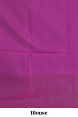 Blue striped floral zari design litchi silk saree with contrast zari design border and plain blouse
