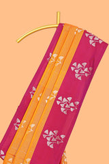 Mustard striped floral zari design litchi silk saree with contrast zari design border and plain blouse