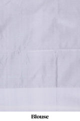 Blue zari motifs design litchi silk saree with contrast zari design border and plain blouse