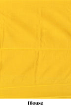 Green striped zari motifs design litchi silk saree with contrast zari design border and plain blouse