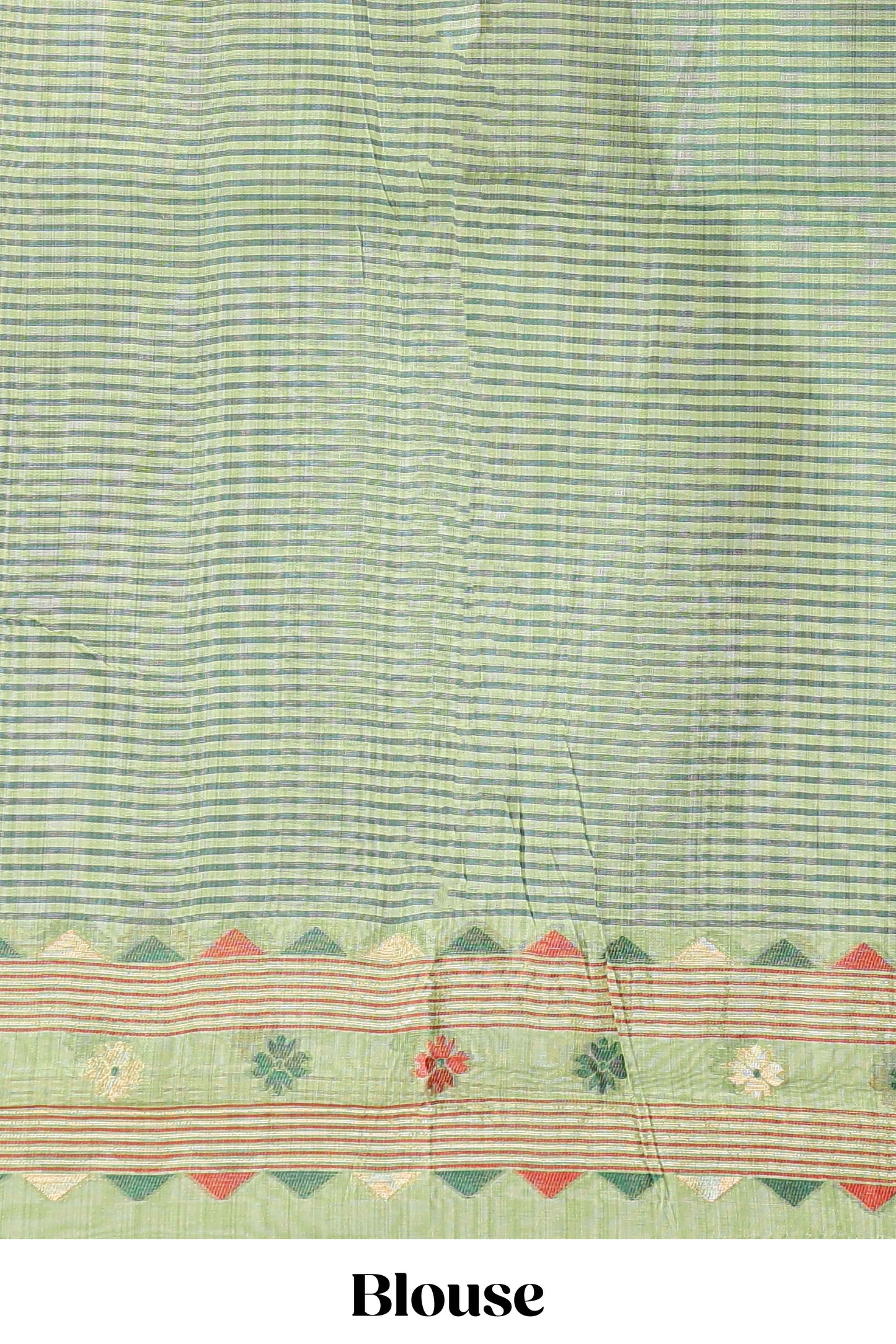 Green floral motifs munga cotton saree with self border matching blouse