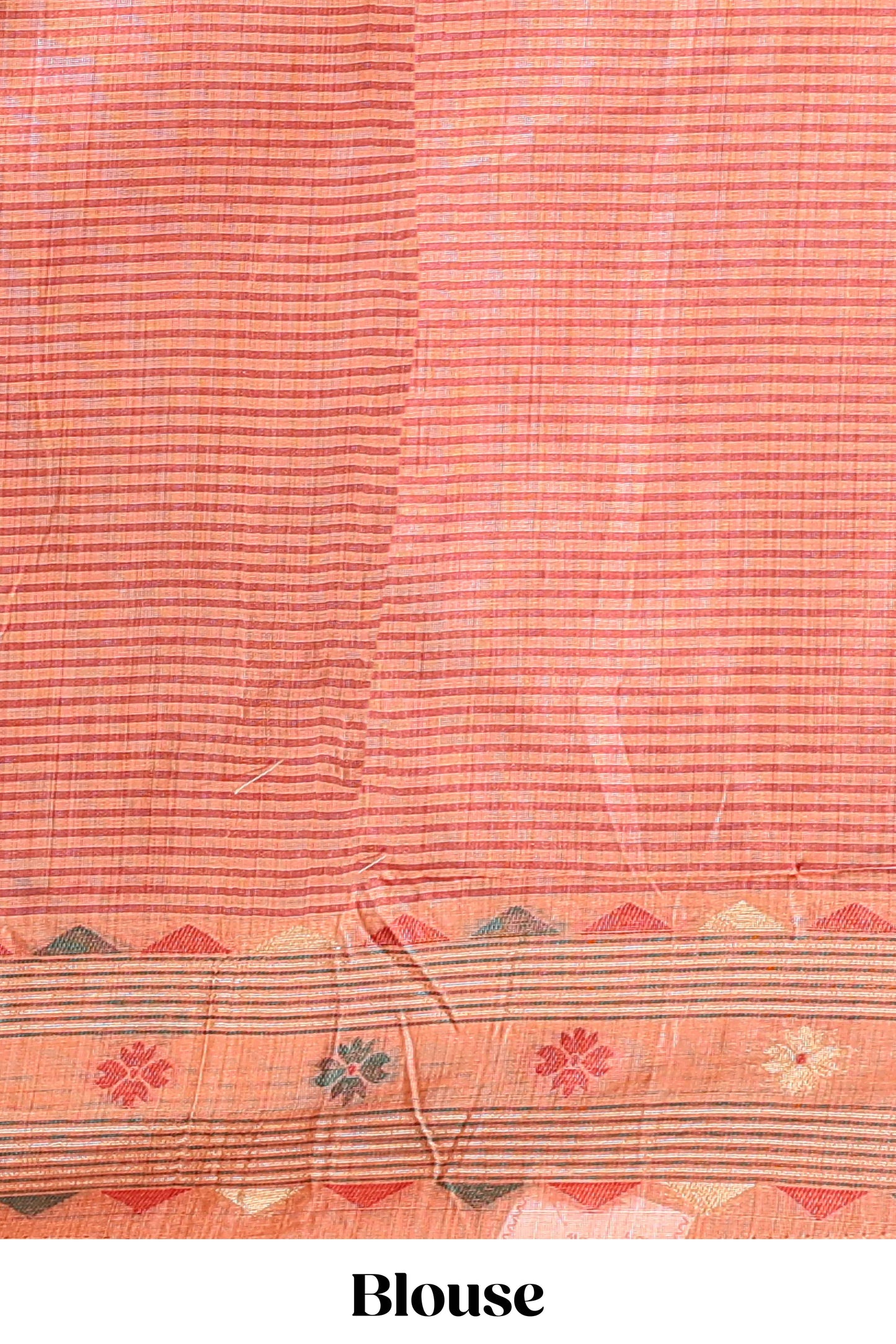 Orange floral motifs munga cotton saree with self border matching blouse