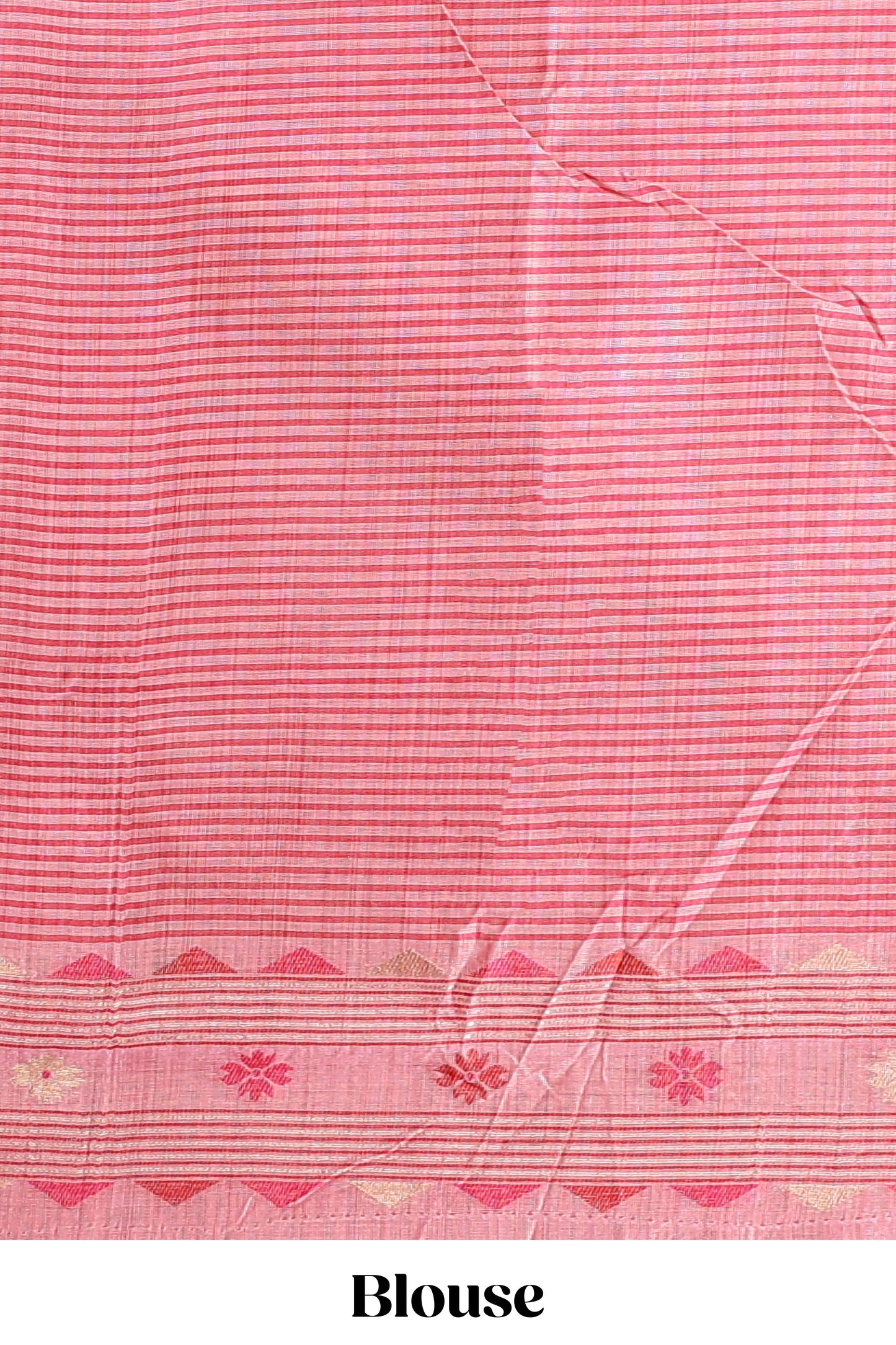 Pink floral motifs munga cotton saree with self border matching blouse
