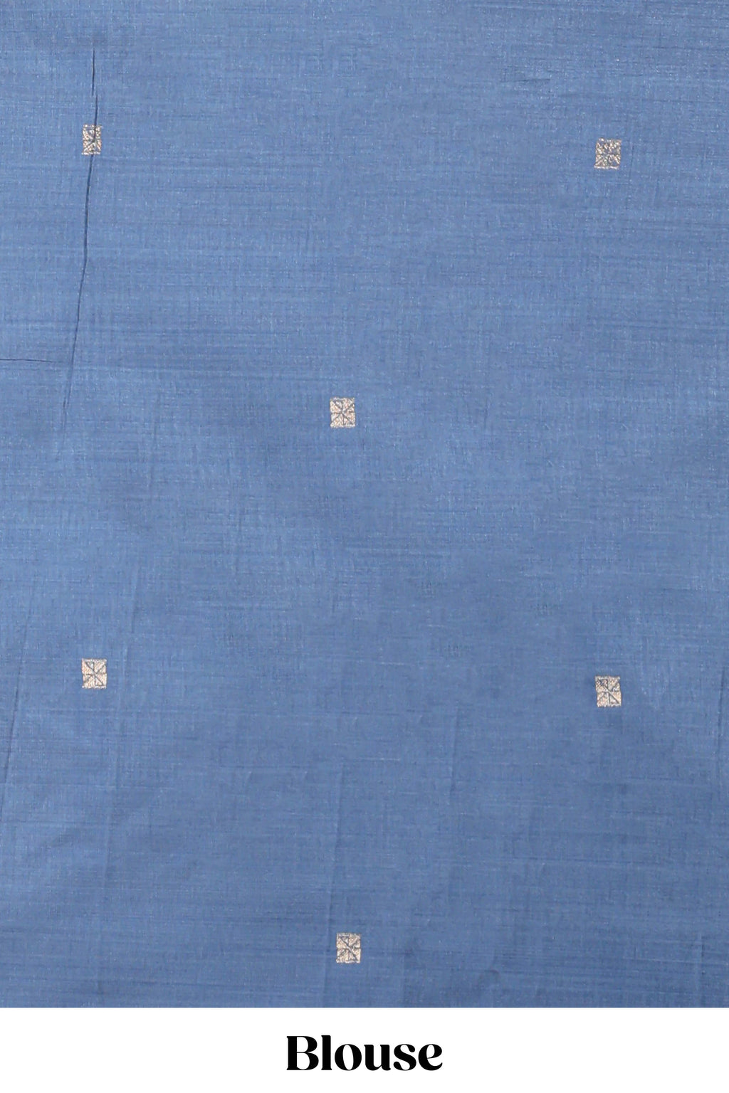 Blue munga cotton saree geometric border with peacock and floral motifs weaving and contrast blouse