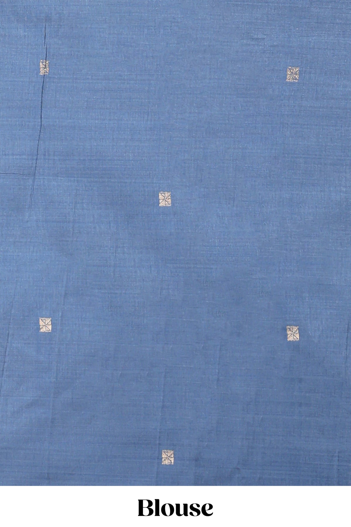 Blue munga cotton saree geometric border with peacock and floral motifs weaving and contrast blouse